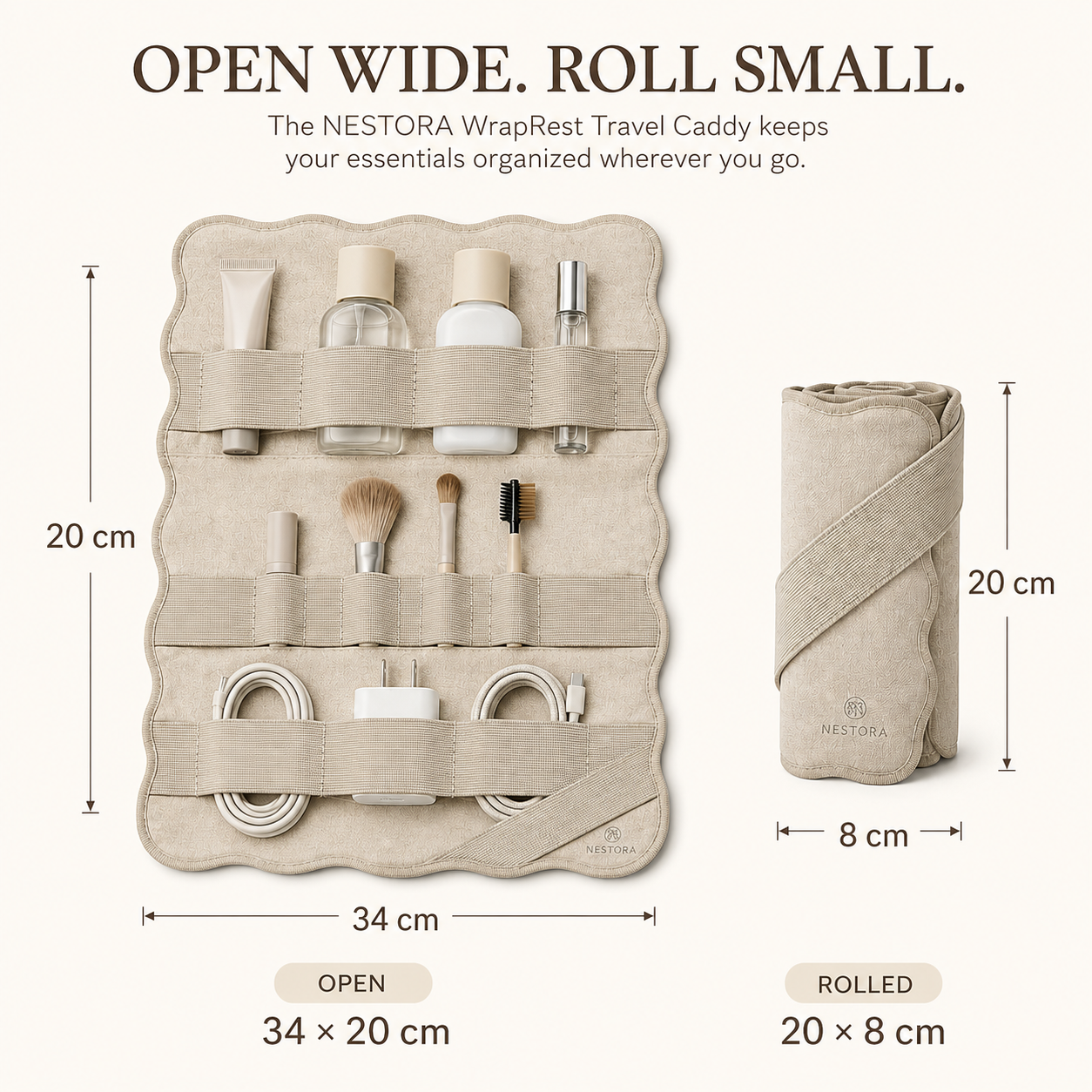 NESTORA WrapRest Roll-Up Travel Caddy