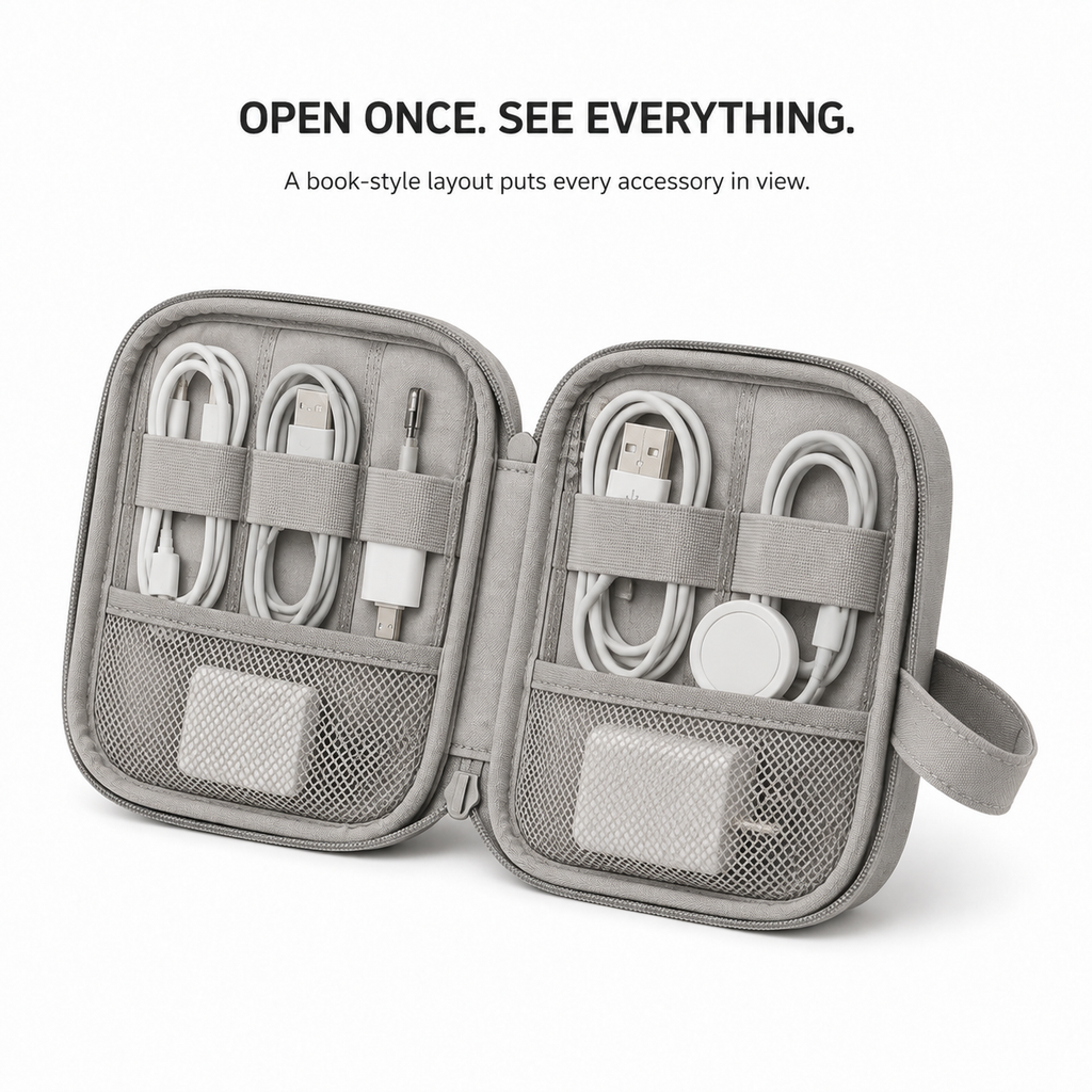 NESTORA FoldWay Travel Cable Organizer Pouch