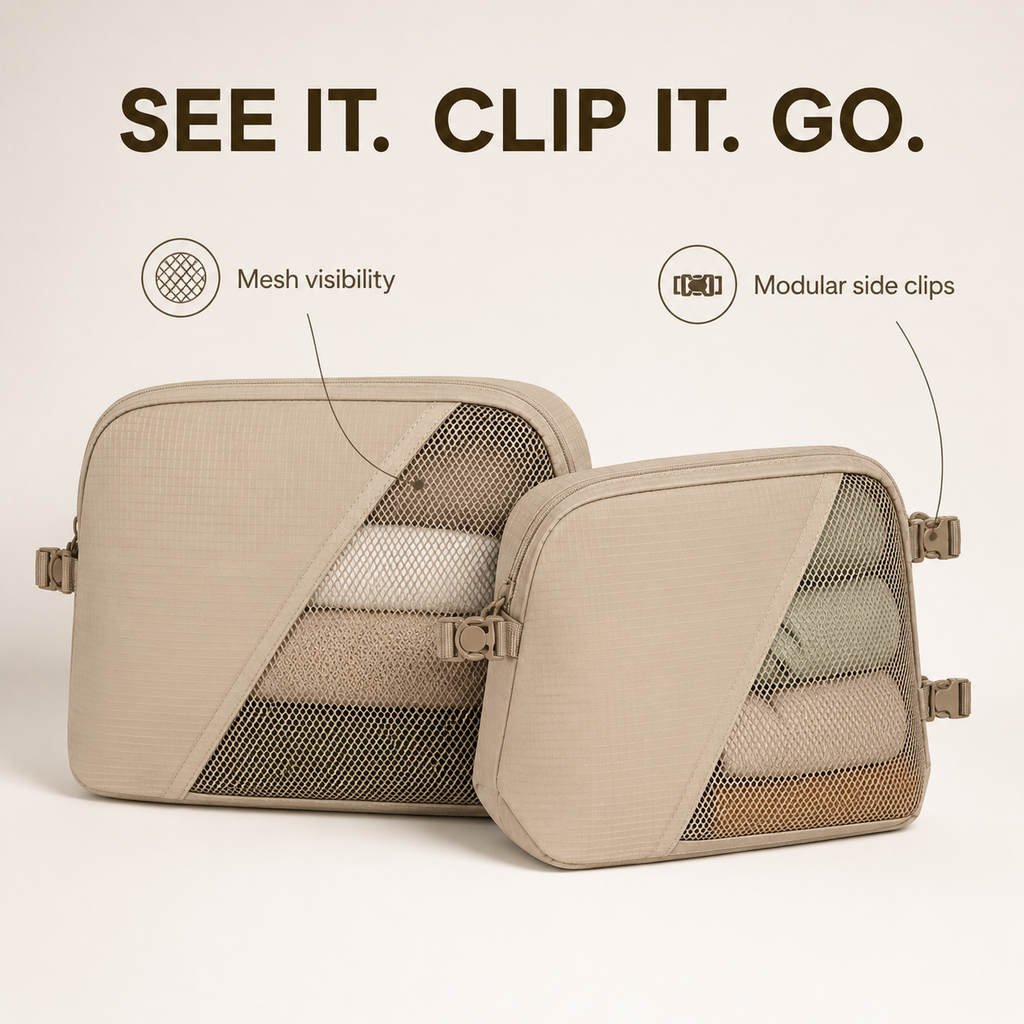 NESTORA ClipNest 3-Piece Travel Pouch Set