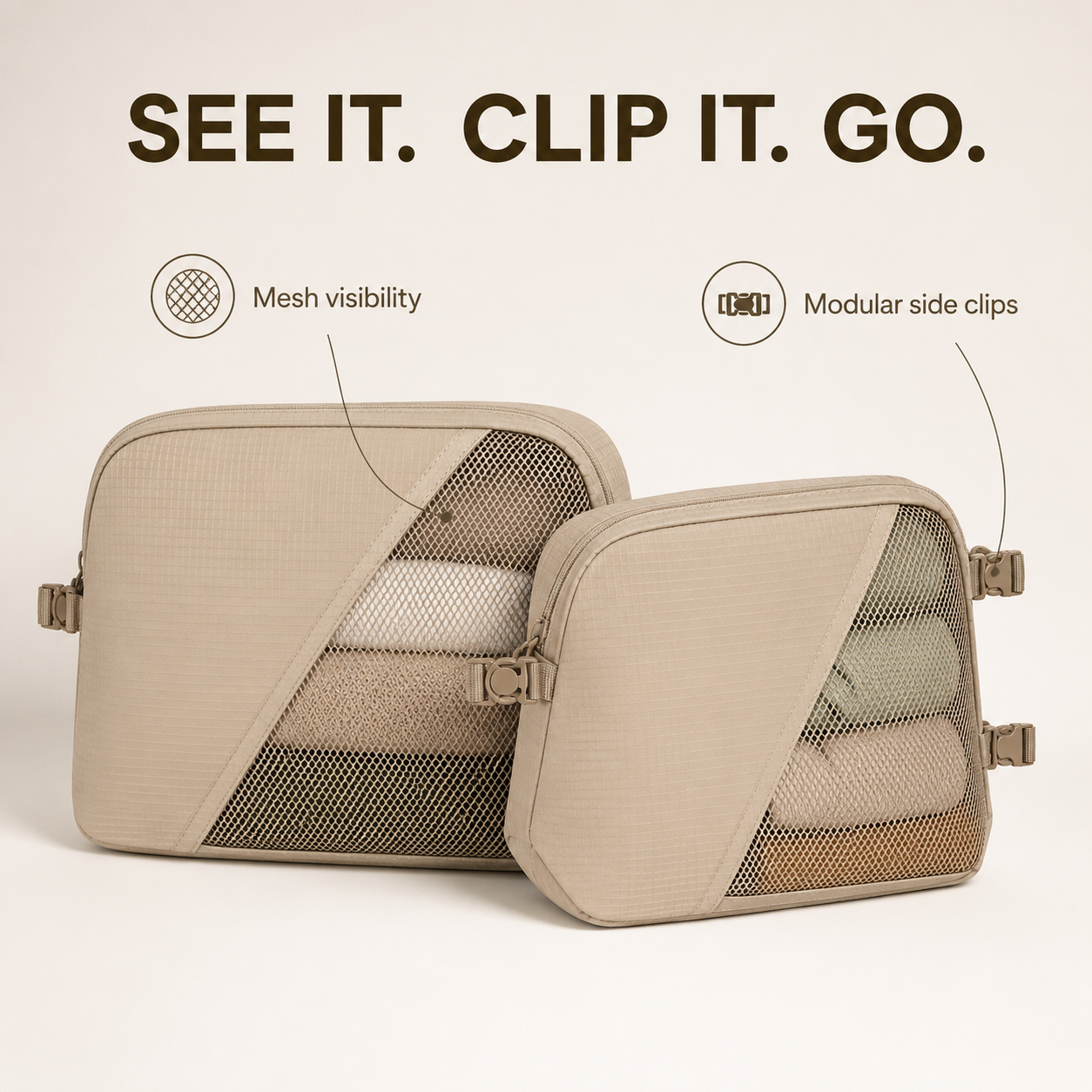 NESTORA ClipNest 3-Piece Travel Pouch Set