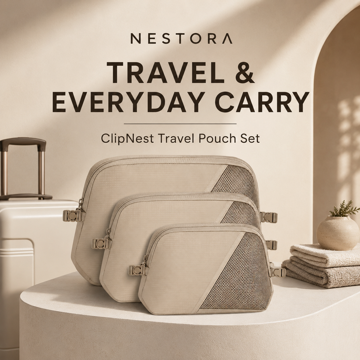 NESTORA ClipNest 3-Piece Travel Pouch Set